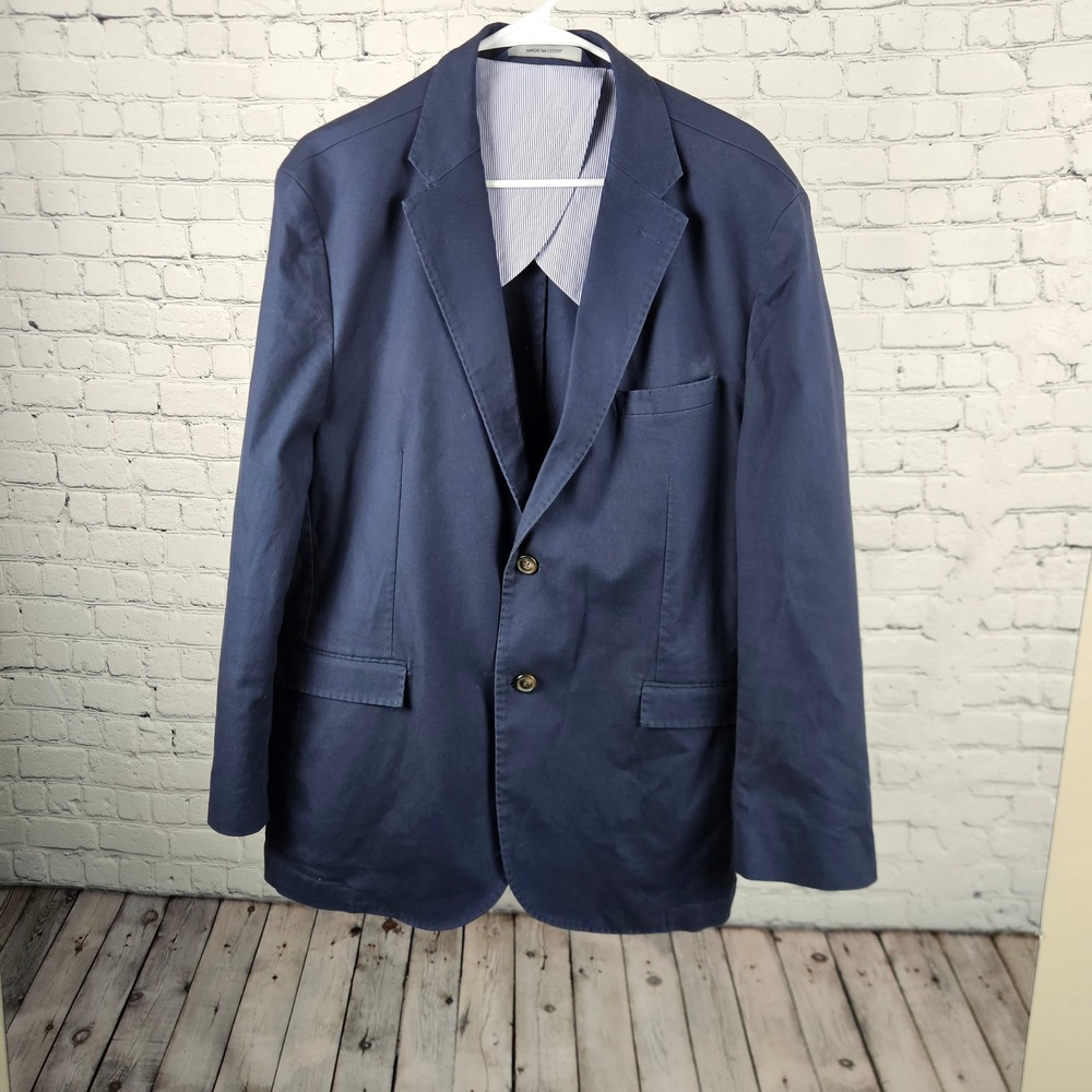 Jos. A. Bank 1905 Navy Blue Cotton Blend 2 Button Blazer Sport Coat Mens XL